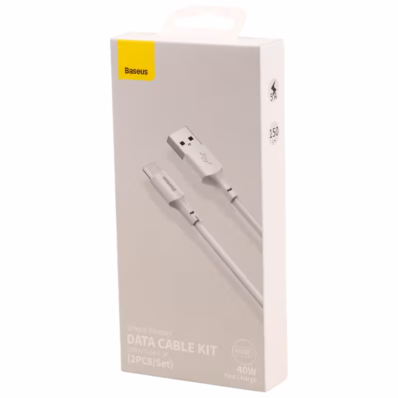 کابل تایپ سی فست شارژ Baseus TZCATZJ-02 5A 40W 1.5m بسته 2 عددی