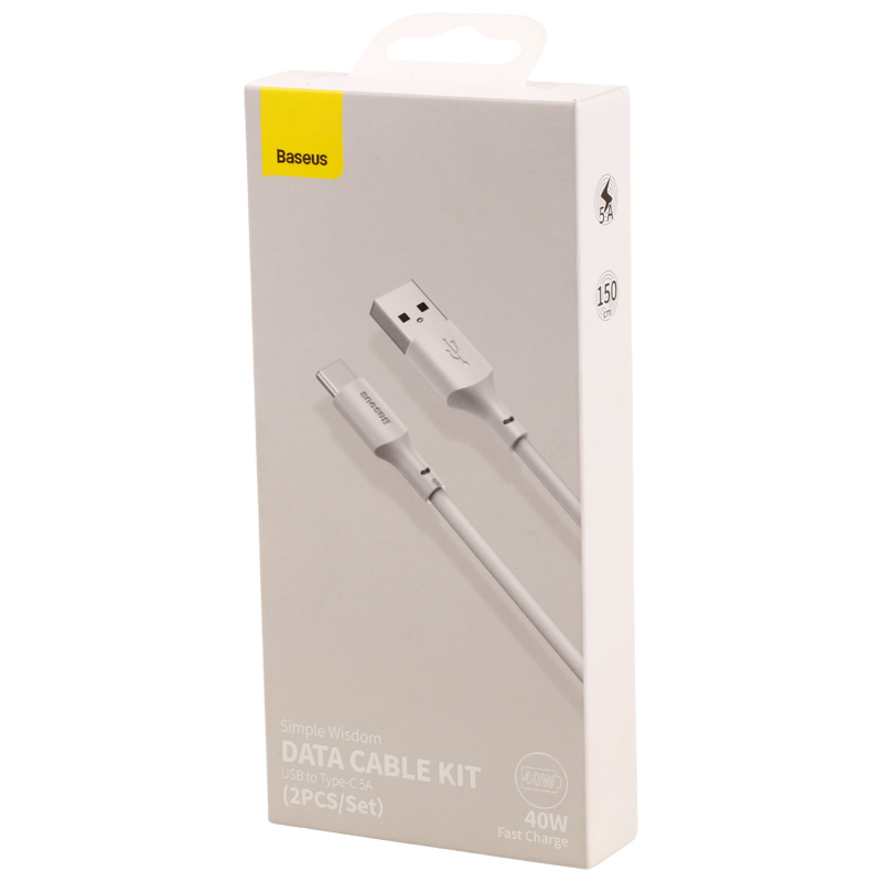 کابل تایپ سی فست شارژ Baseus TZCATZJ-02 5A 40W 15m بسته 2 عددی