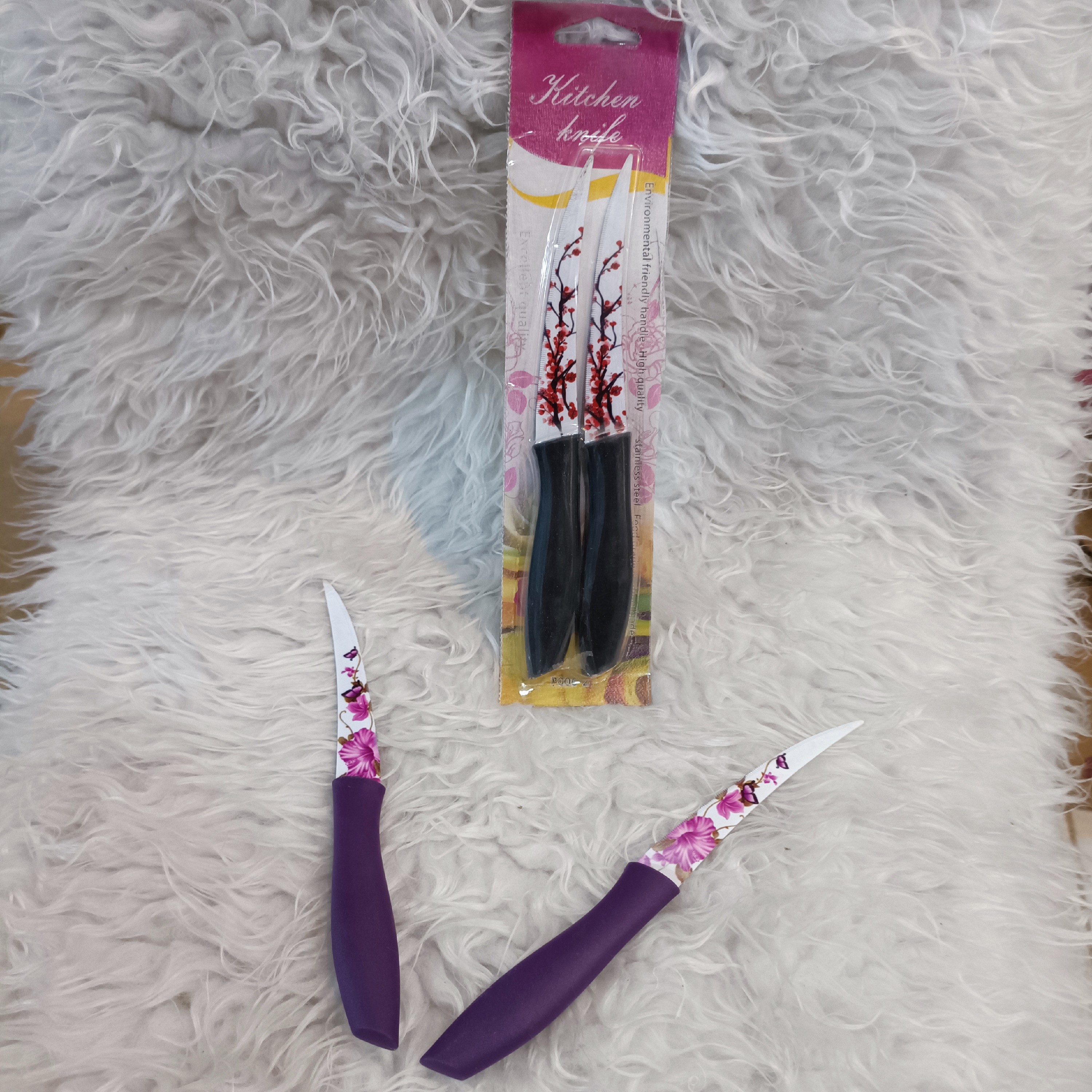 ست چاقوی اره ای جفتی گلدار 20سانتی ساخت چین 