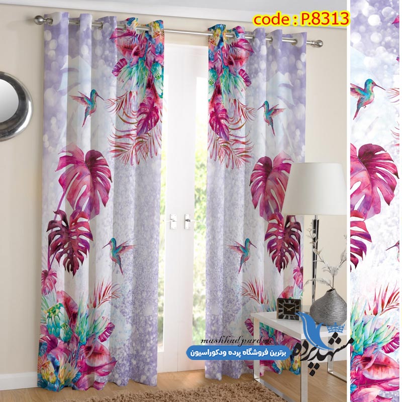 پرده پانچ فانتزی طرح گلهای گرمسیری کد s-8313