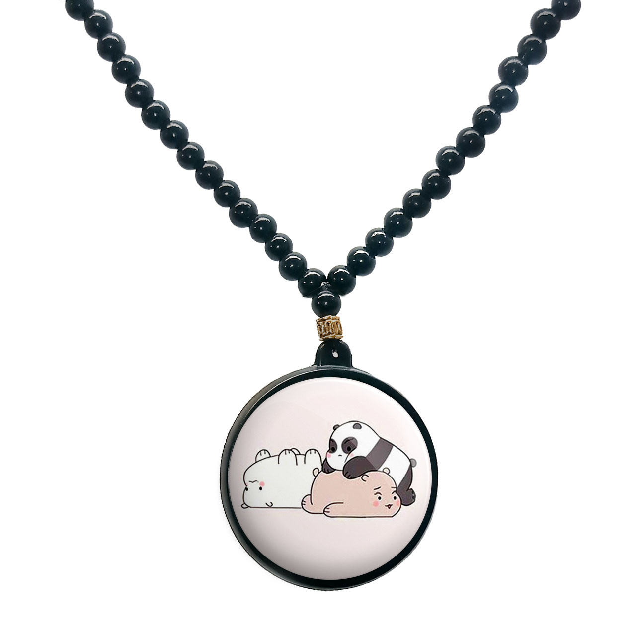 گردنبند پرمانه طرح خرس‌های کله‌فندقی کد pmd.10227 مدل دو طرفه