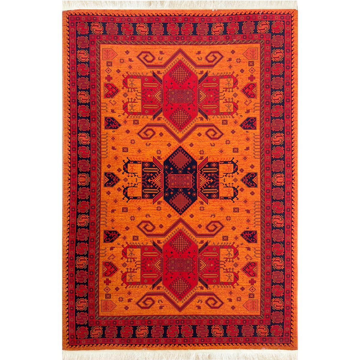 فرش ماشینی هیوا 1.00092 زمینه زرد لاکی