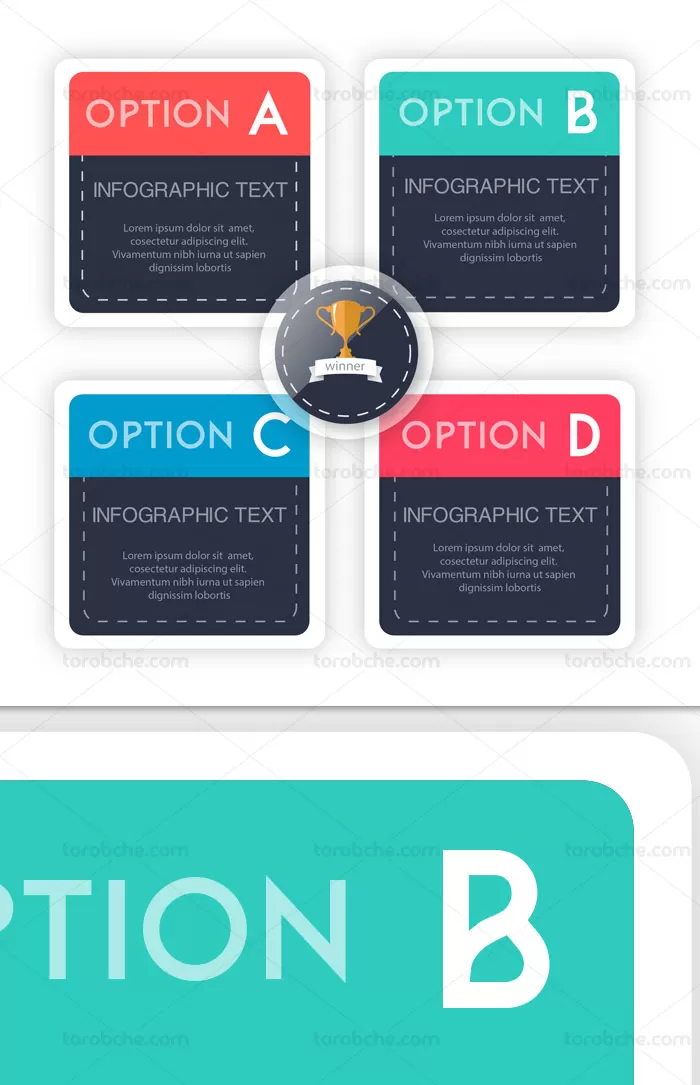 وکتور باکس های متنی اینفوگرافیک مربع | گرافیک با طعم تربچه