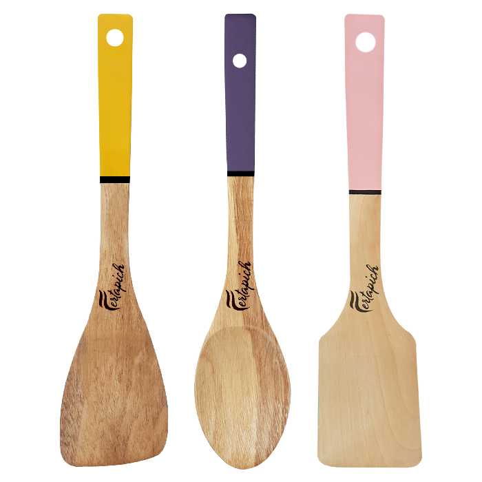   سرویس کفگیر و ملاقه 3 پارچه فرتاپیچ مدل چوبی کد 033