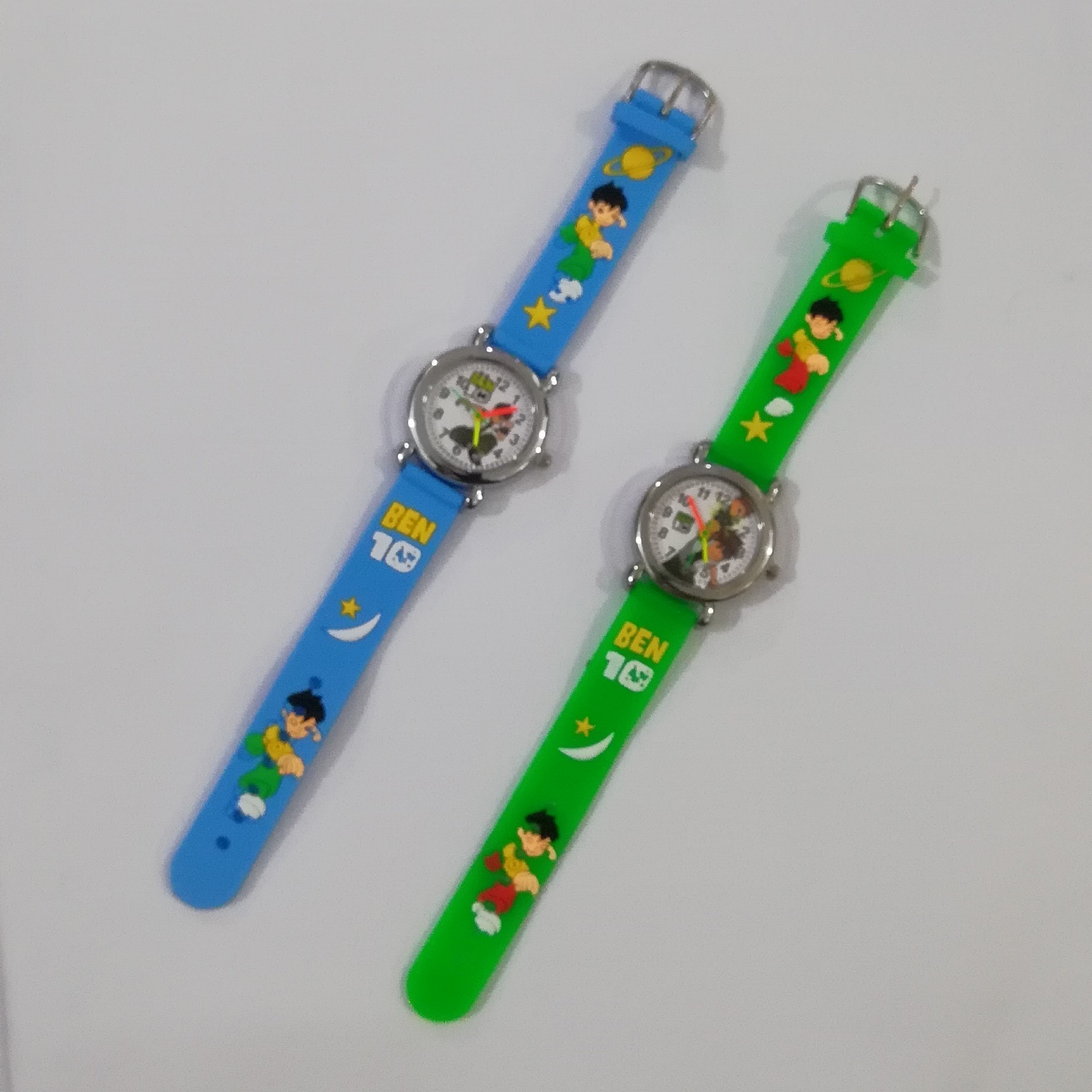 ساعت عقربه ای بچگانه طرح کارتونی بن تن ساعت بن تن عقربه ای ساعت پسرانه ساعت مچی عقربه ای بچگانه بن تن رنگ آبی و سبز 