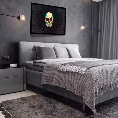 تابلو مدل skull abstract rose کد F-17001