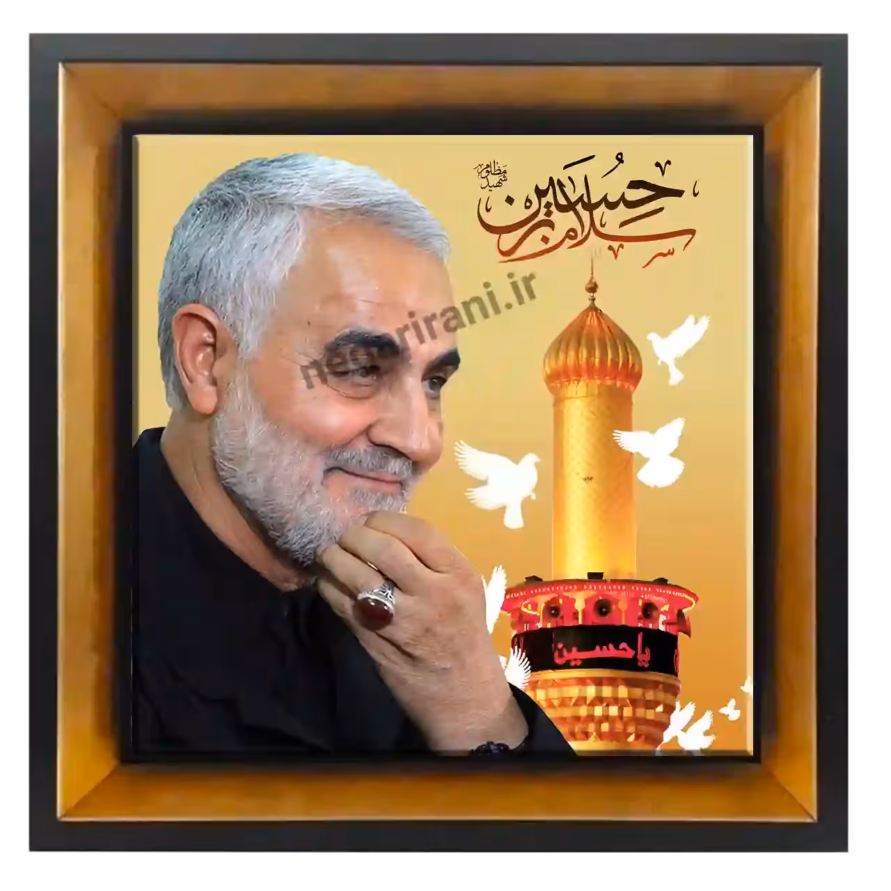 تابلو کاشی حاج قاسم و حرم امام رضا مدل 2ZG6