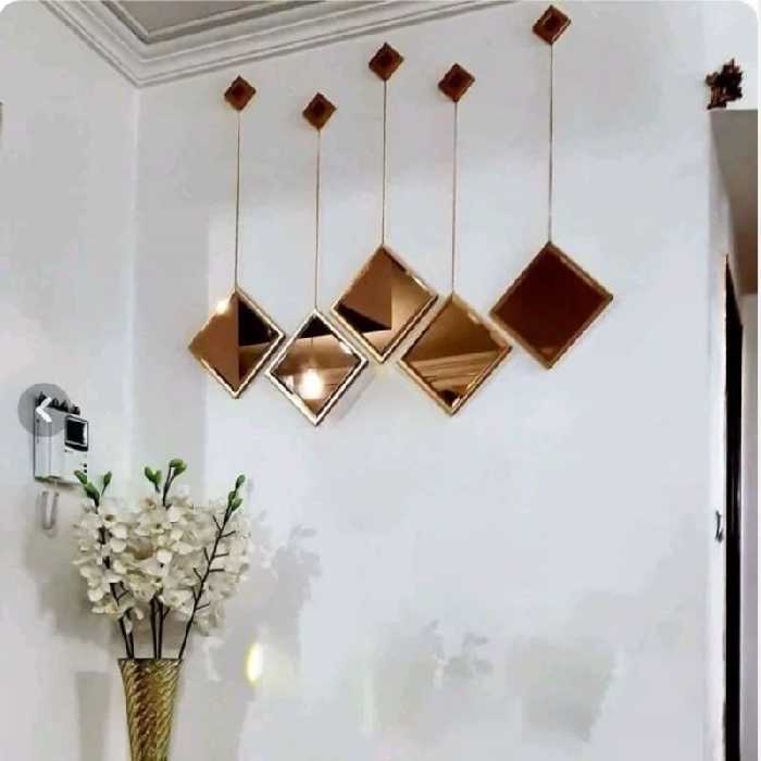 آینه پنچ تیکه لوزی طلایی