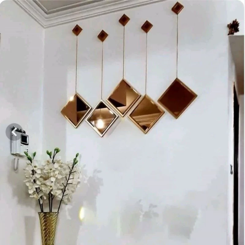 آینه پنچ تیکه لوزی طلایی