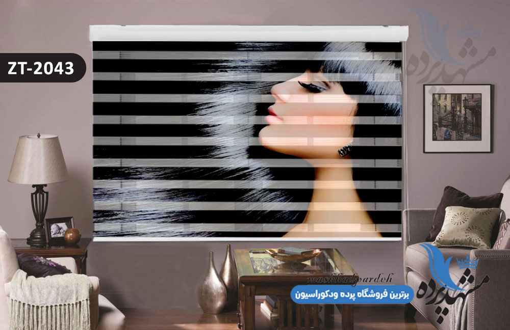 پرده زبرا تصویری چاپی طرح چهره دخترانه کد ZT2043