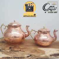 کتری و قوری مسی دسته برنجی طرح آیگین