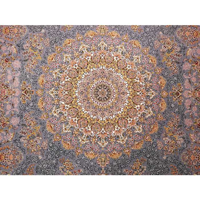 فرش ماشینی زمرد مشهد مدل 45002 زمینه آبی