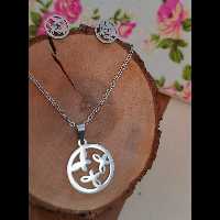 نیم ست نقره ای رنگ ثابت طرح پروانه (کد43)