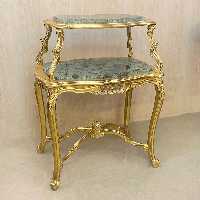 میز سرو چوبی طلایی و سبز