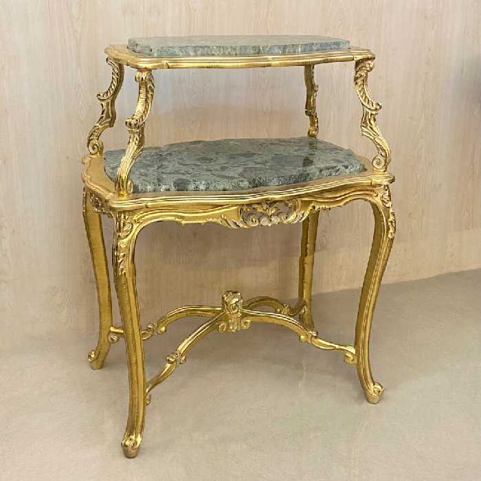 میز سرو چوبی طلایی و سبز