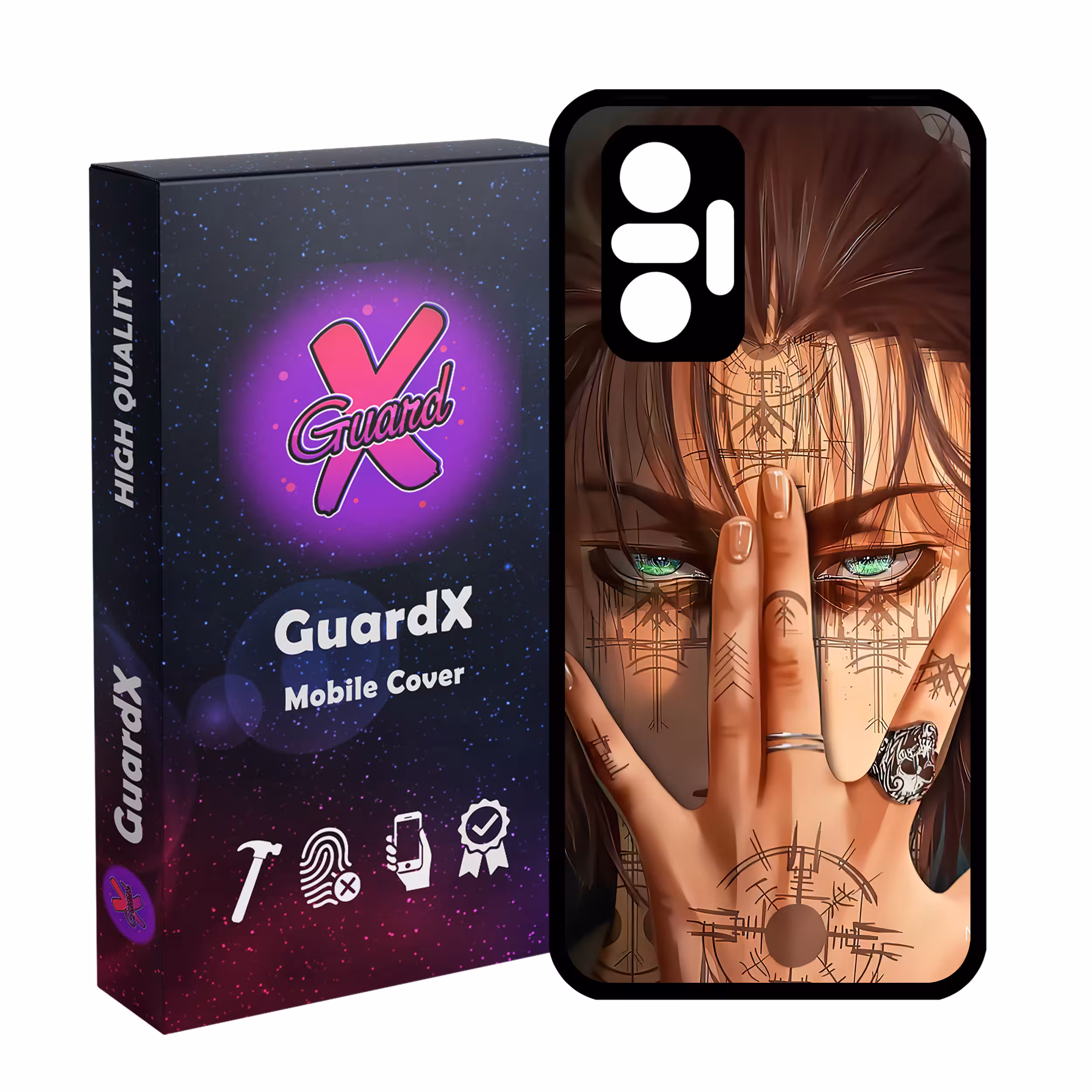 کاور گارد ایکس طرح Eren Anime مدل Glass10449 مناسب برای گوشی موبایل شیائومی Redmi Note 10 Pro/Note 10 Pro Max