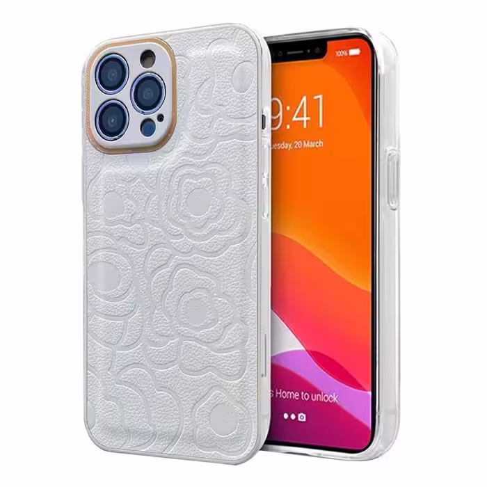 کاور مدل چرمی طرح نقش گل مناسب برای گوشی موبایل اپل iPhone 13 Pro