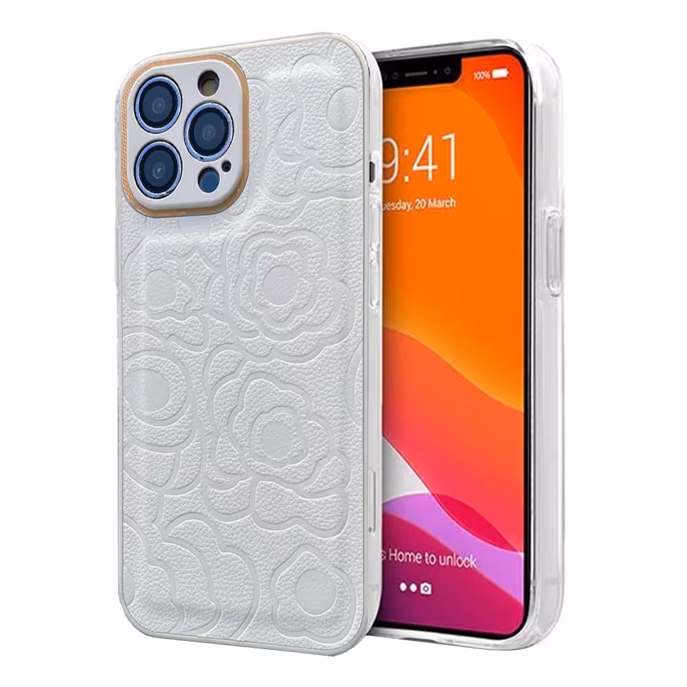 کاور مدل چرمی طرح نقش گل مناسب برای گوشی موبایل اپل iPhone 13 Pro
