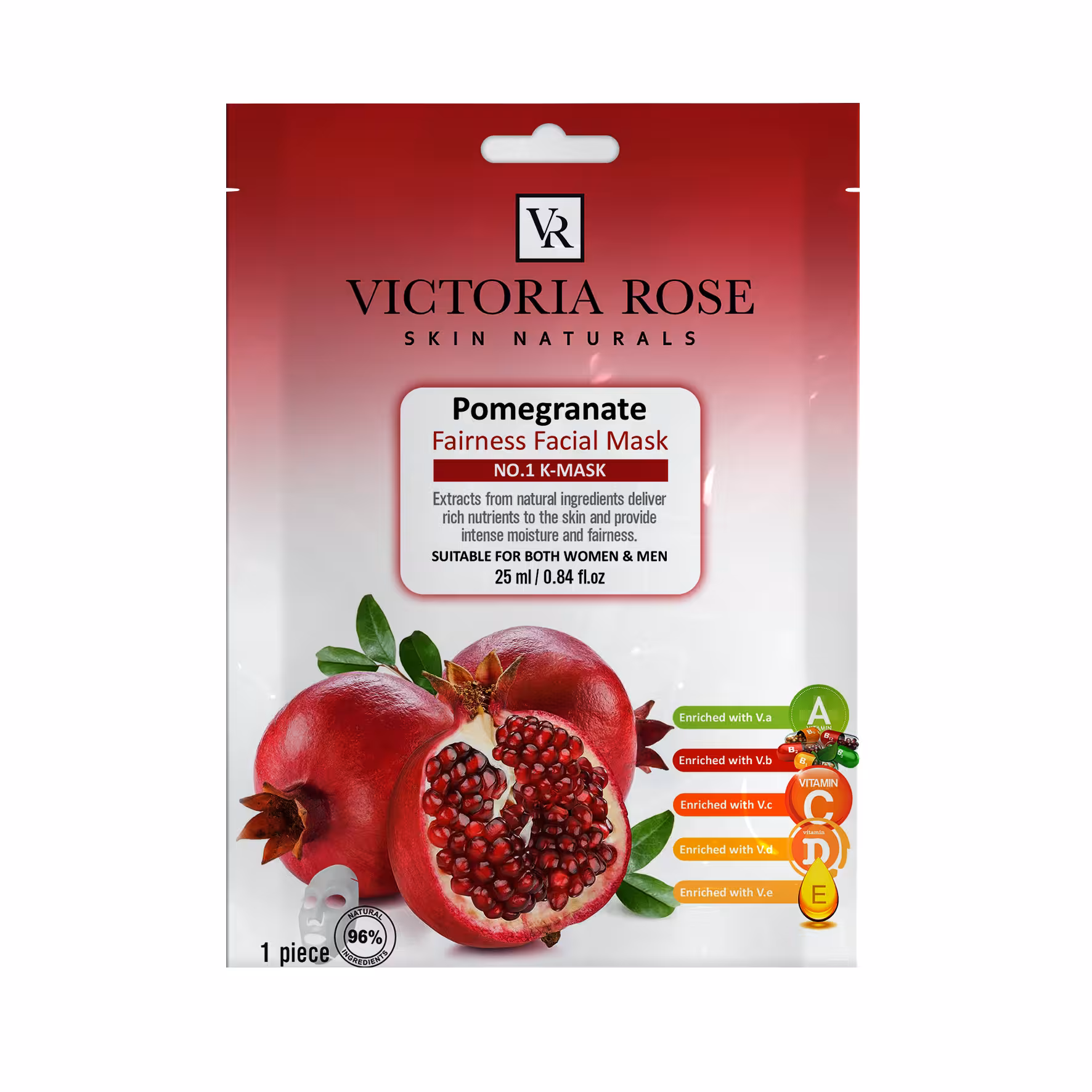 ماسک صورت ویکتوریا رز مدل Pomegranate حجم 25 میلی لیتر بسته 10 عددی