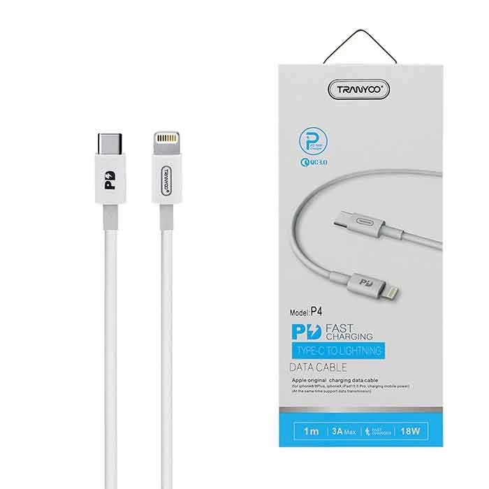 کابل شارژ ترانیو مدل TRANYOO P4 Type c To Lighting Cable