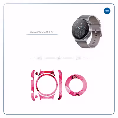 برچسب ماهوت طرح Pink Flower مناسب برای ساعت هوشمند هوآوی Watch GT 2 Pro
