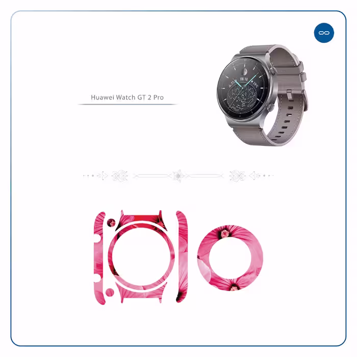 برچسب ماهوت طرح Pink Flower مناسب برای ساعت هوشمند هوآوی Watch GT 2 Pro
