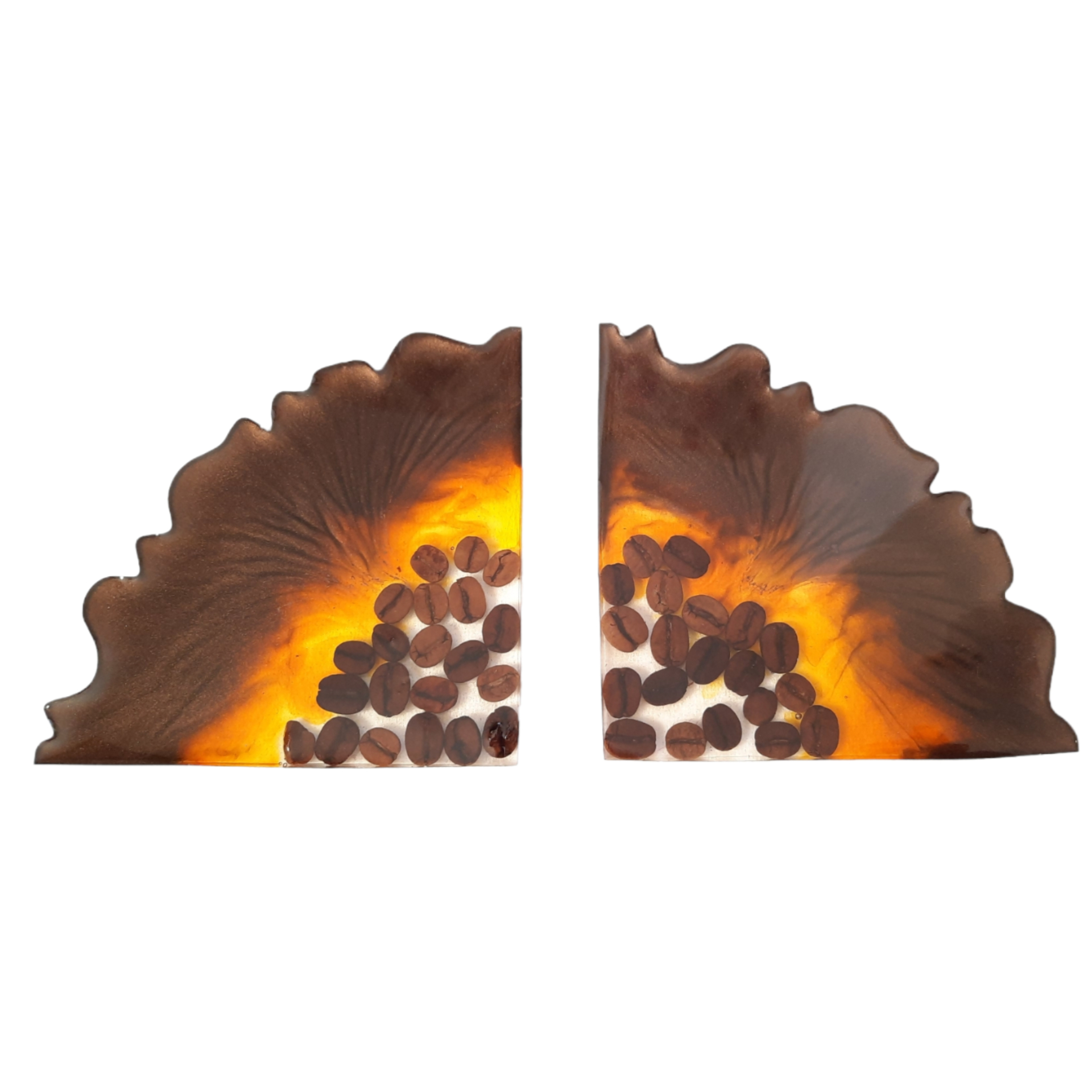 زیر لیوانی رزینی مدل مثلثی دفرمه طرح دانه قهوه بسته 2 عددی 