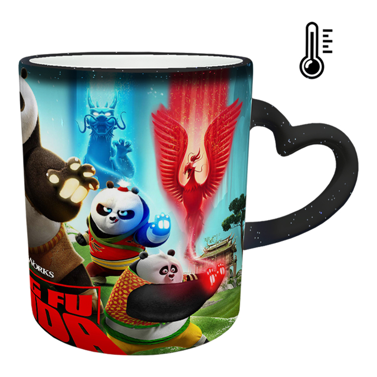 ماگ حرارتی مدل دسته قلبی اکلیلی طرح پاندا کنگ فو کار کد 27