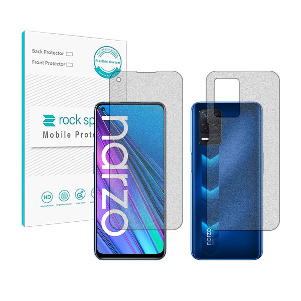 گلس صفحه نمایش و پشت گوشی ریلمی Narzo 30 5G مدل نانو هیدروژل گیمینگ برند راک اسپیس کد SS