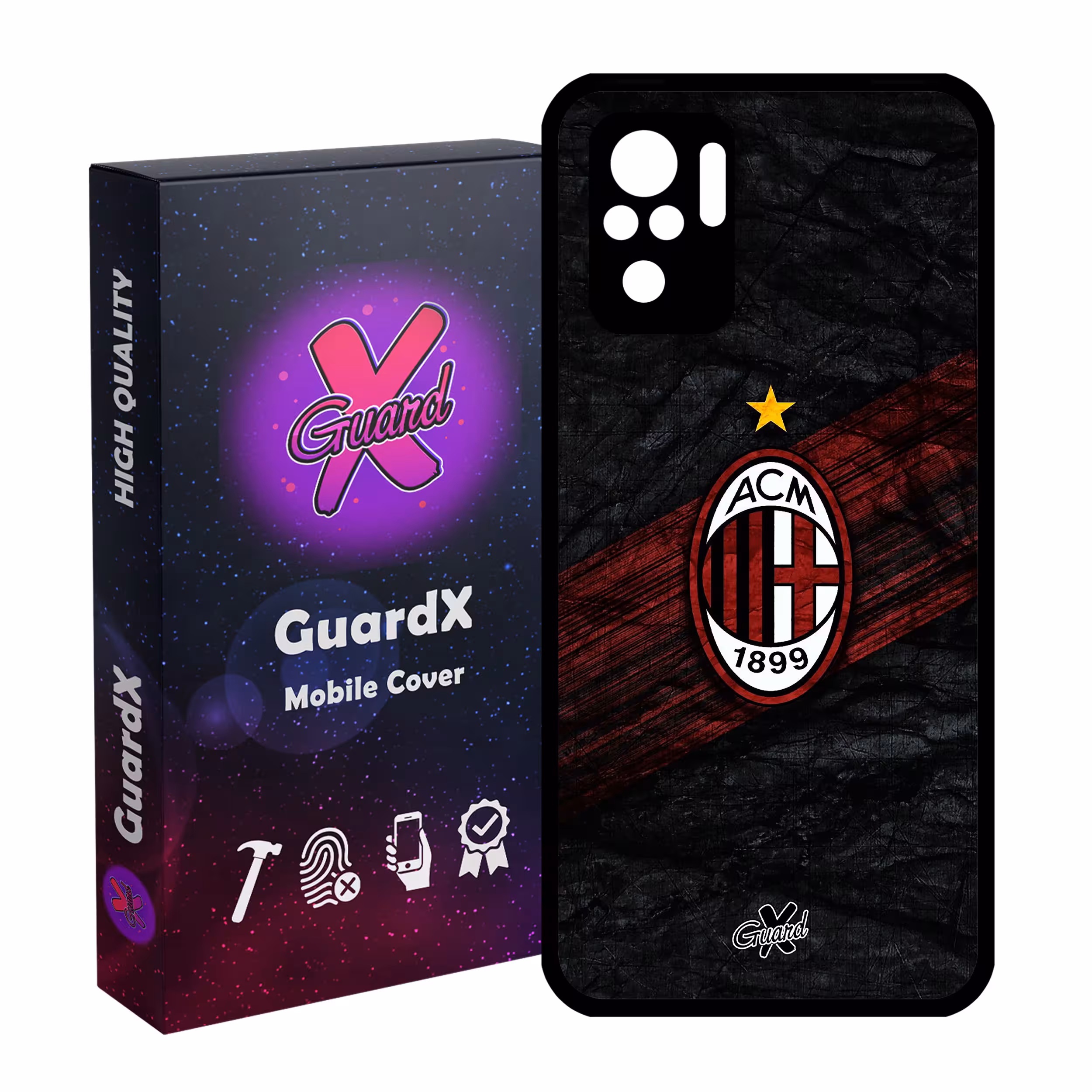 کاور گارد ایکس طرح AC Milan مدل Glass10057 مناسب برای گوشی موبایل شیائومی Redmi Note 10 4G / Note 10S