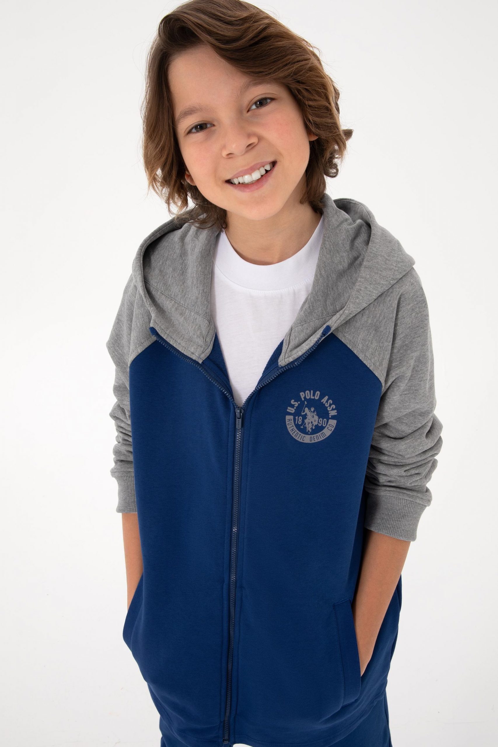 هودی پسرانه نیلی یو اس پولو - فروشگاه لباس شهرمون