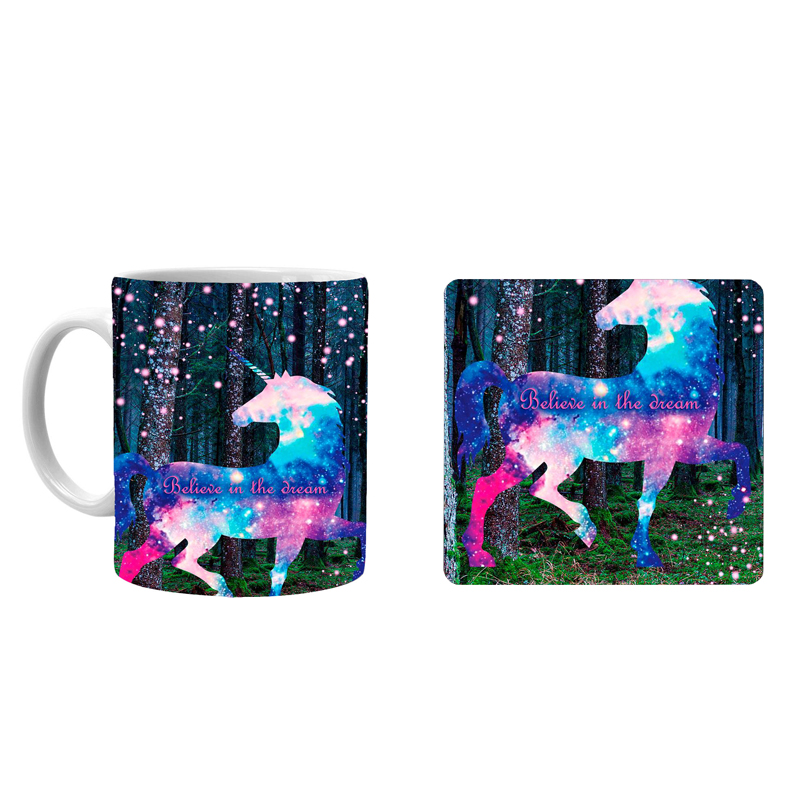 ماگ طرح یونیکورن کد xu4 به همراه زیرلیوانی