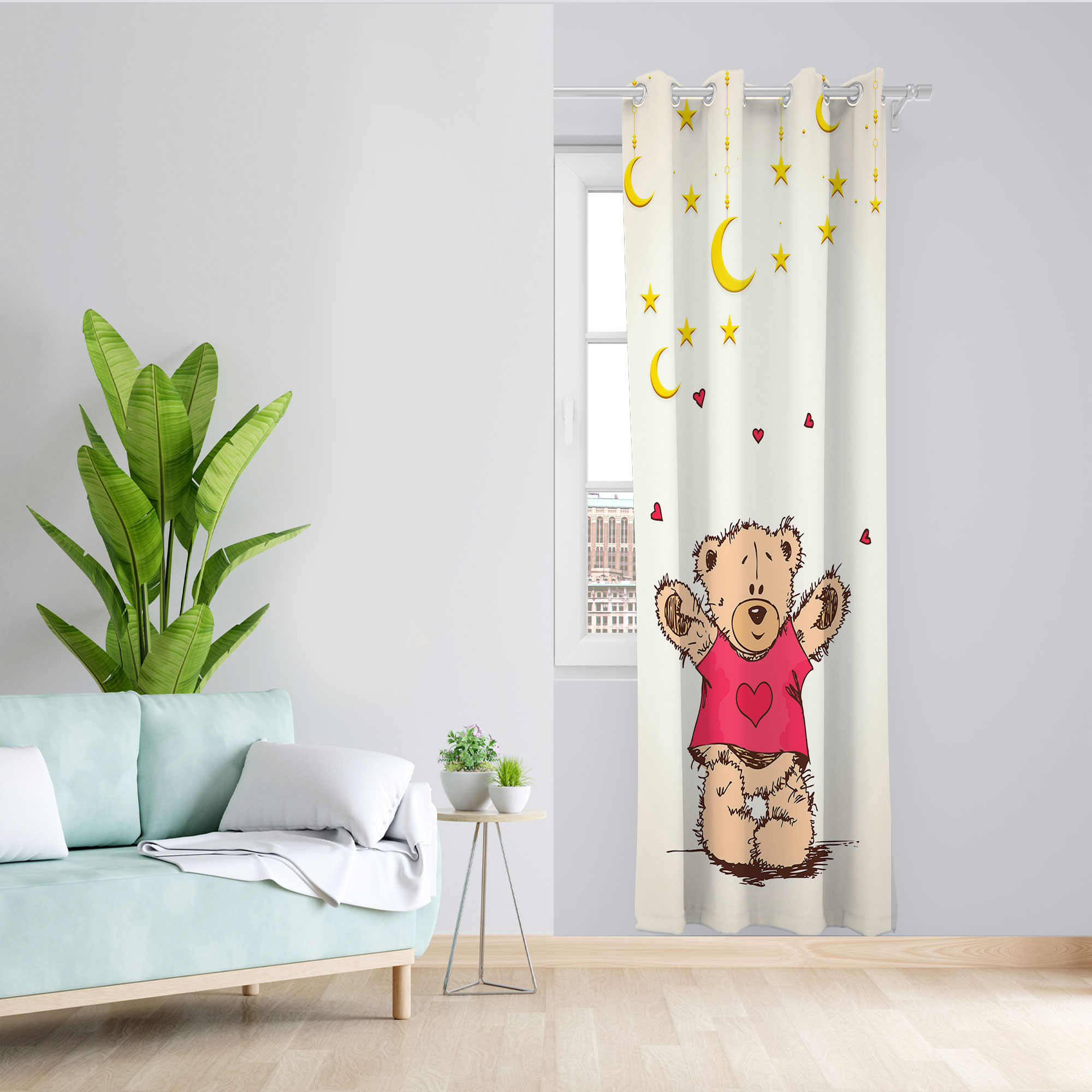 پرده مدل خرس مخمل پانچی کد4230 سایز 140x280 سانتی متر