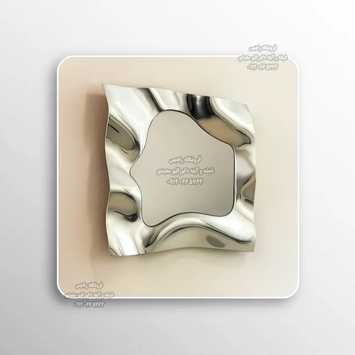 آینه دیواری دست ساز مدل کریستال دفرمه ( فریم برجسته – سه بعدی )