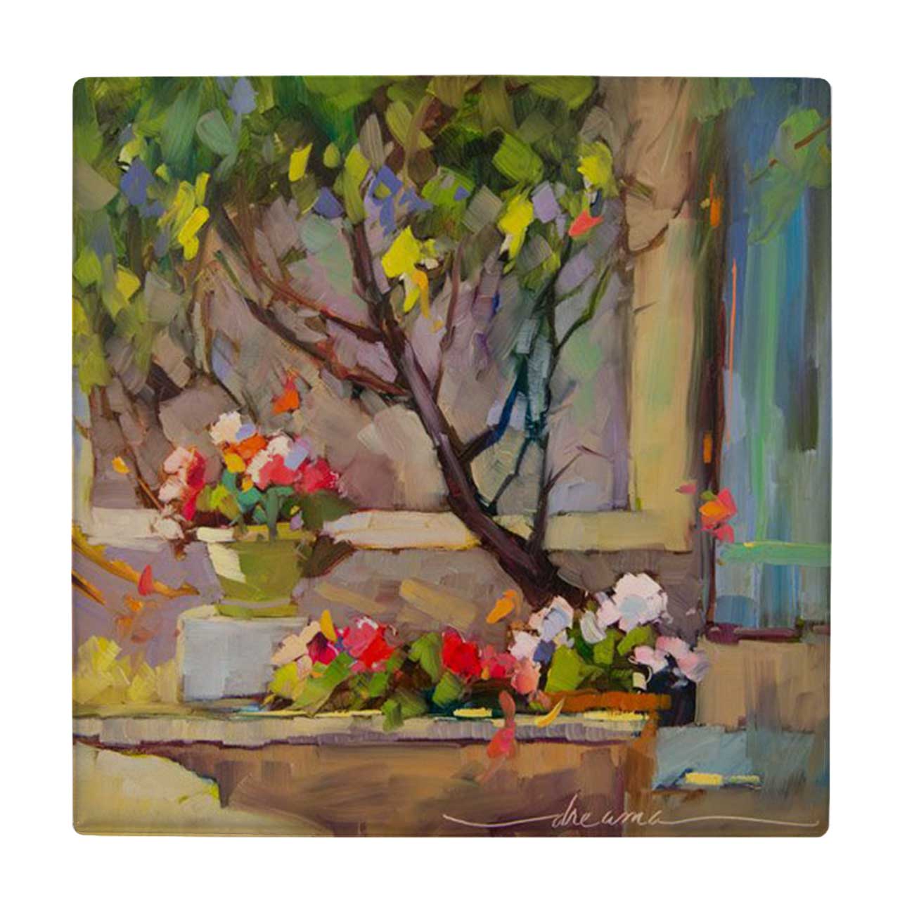 کاشی طرح نقاشی گلدان گل و درخت کد wk4285