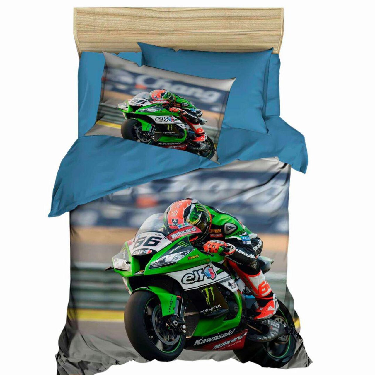 سرویس کاور لحاف ژوان ژوزه سری ساتن نخ طرح موتور سیکلت یک نفره 4 تکه