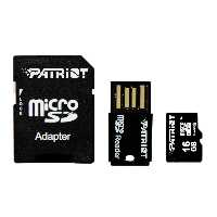 Patriot LX Series 16GB Class 10 microSDXC Flash Card with USB Reader and Adapter