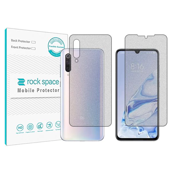 گلس صفحه نمایش و پشت گوشی شیائومی Mi 9 Pro 5G مدل نانو هیدروژل مات برند راک اسپیس کد SS