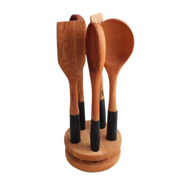 ست کفگیر ملاقه چوبی ریور مشکی 8490