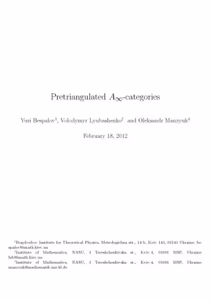 خرید و دانلود نسخه کامل کتاب Pretriangulated A ∞-categories
