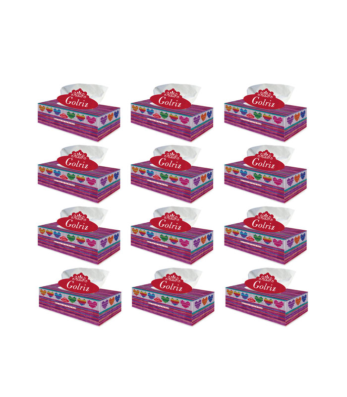 دستمال کاغذی 100 برگ گلریز مدل بافتینه بسته 12 عددی