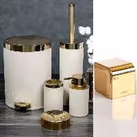 سرویس دستشویی شش پارچه لوکس چرمی وانیلی طلایی برند بتیس  (ارسال رایگان)