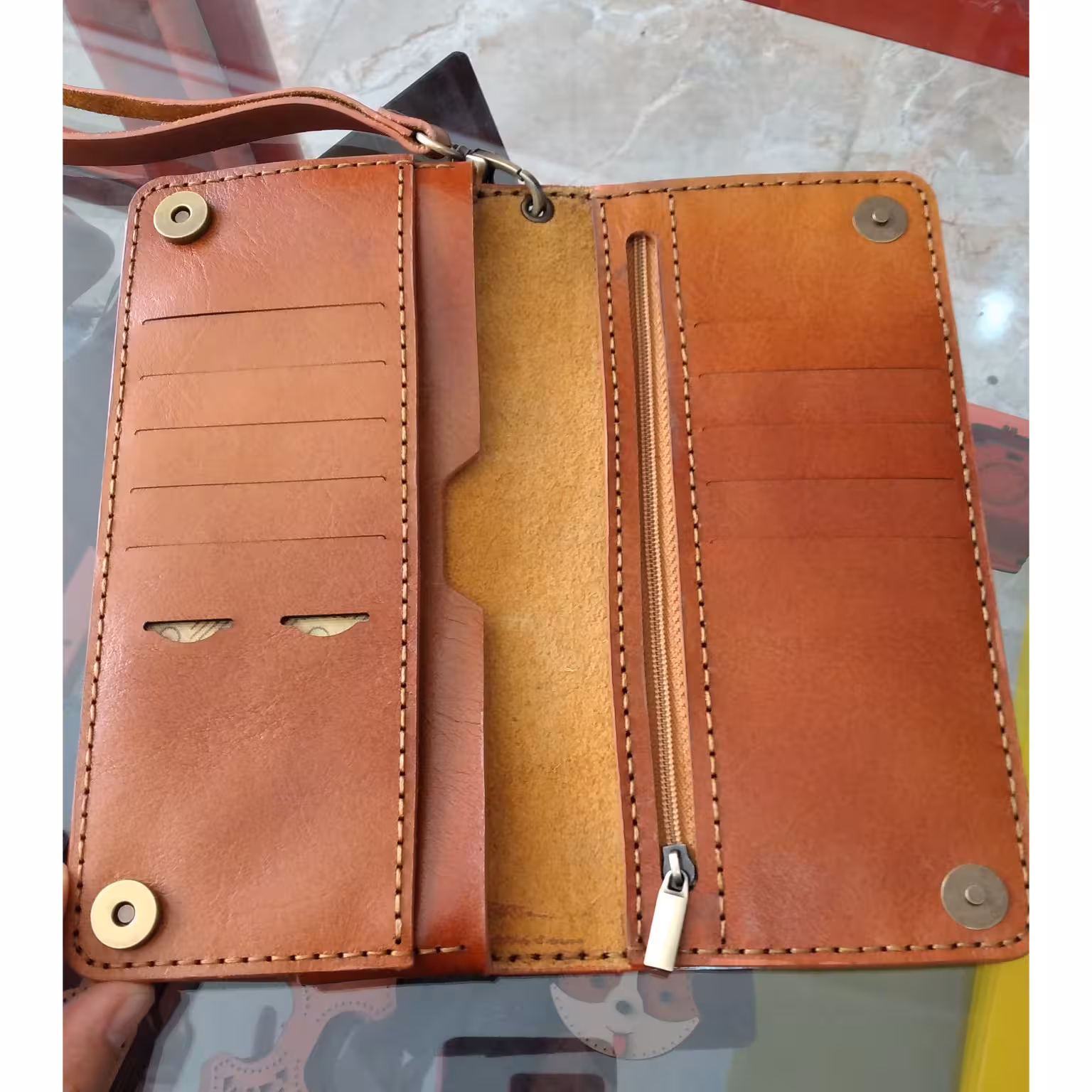 کیف کتی چرم طبیعی کیف پول چرم طبیعی دستدوز کد111