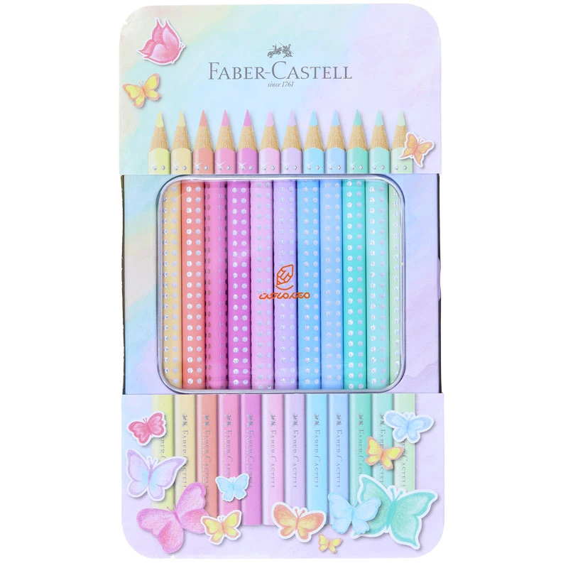 مداد رنگی 12 رنگی جعبه فلزی گریپ اسپارگل فابر کاستل FABERCASTELL