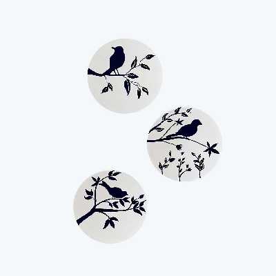 بشقاب دیوارکوب سفالی طرح پرنده مجموعه 3 عددی