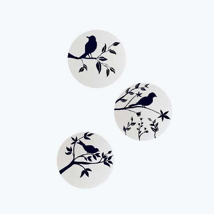 بشقاب دیوارکوب سفالی طرح پرنده مجموعه 3 عددی