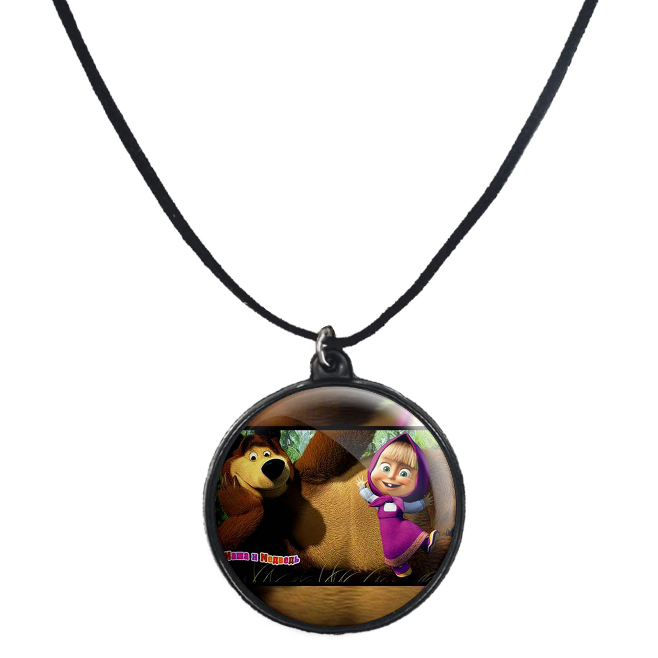 گردنبند پرمانه طرح ماشا ومیشا کد pmb.11826 مدل دو طرفه