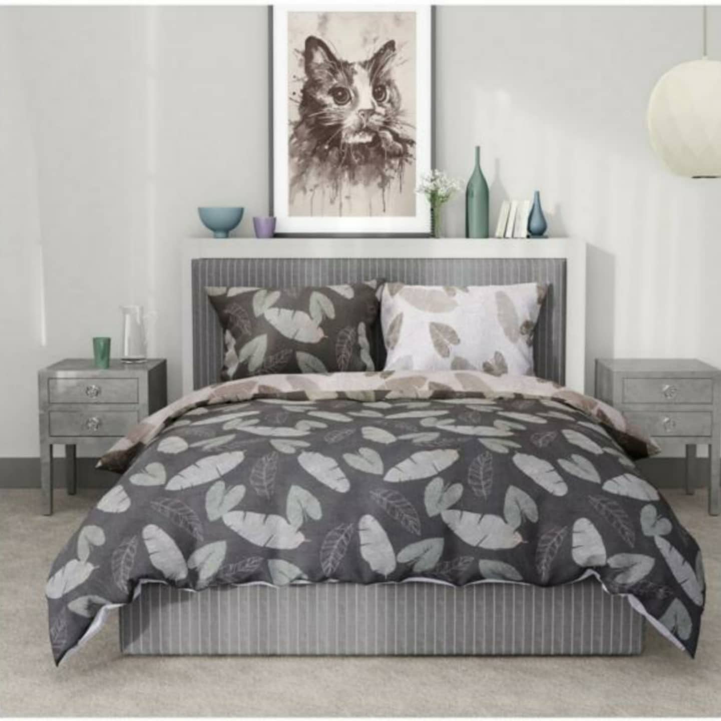 سرویس ملحفه سینا خواب مدل برگی دونفره ۶تکه