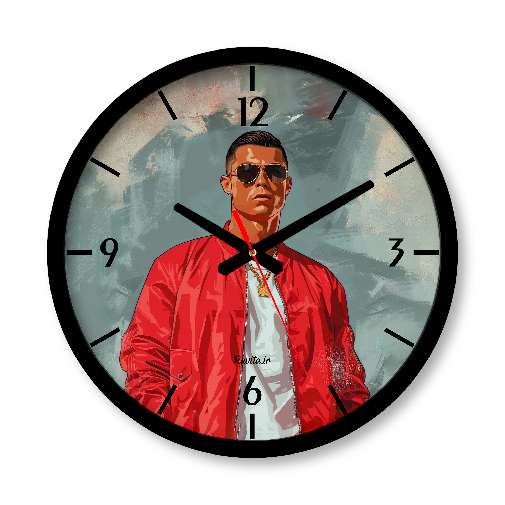 ساعت دیواری بزرگ راویتا طرح نقاشی رونالدو کد 3575