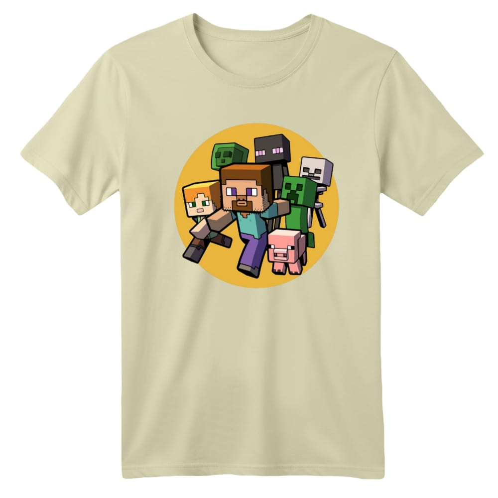 تی شرت آستین کوتاه بچگانه مدل ماینکرفت کد 3 رنگ کرم